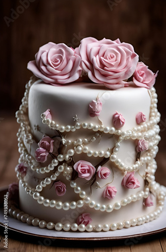 wedding cake with roses