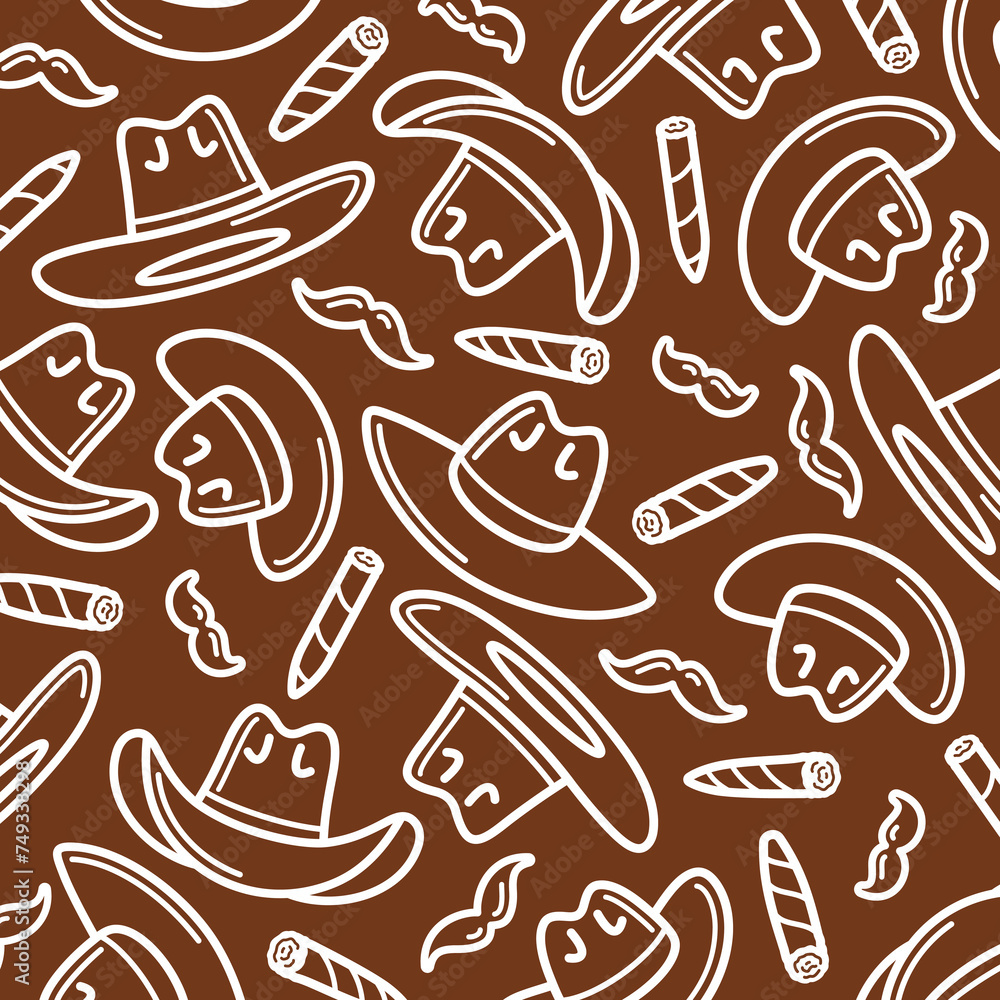 Cowboy hat pattern, background set. Collection icon cowboy hat. Vector Cowboy hat pattern, background set. Collection icon cowboy hat. Vector