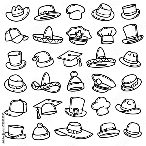 Hats collection set. Collection icon hat. Vector