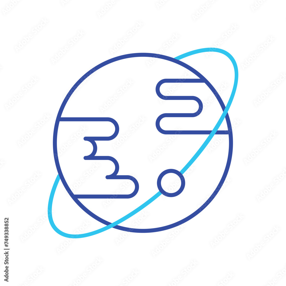 Dark and light blue Uranus vector icon Dark and light blue Uranus vector icon
