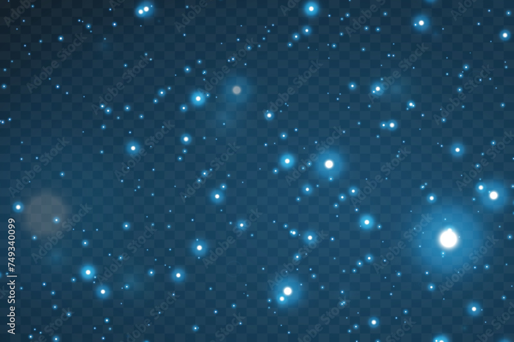 Light confetti and sparkling blue lights. Particles of dust and light. On a transparent background. Light confetti and sparkling blue lights. Particles of dust and light. On a transparent background.