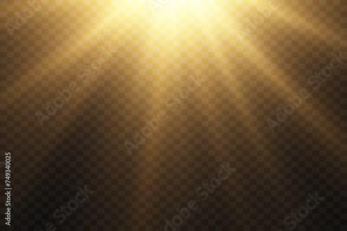 Sunlight special lens flare light effects. Glare of rays and light. On a transparent background.