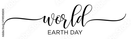 World Earth Day – Calligraphy brush text banner with transparent background.