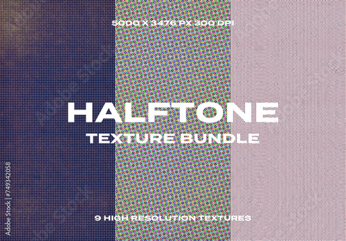 Halftone Photo Illustration Risograph Printer Grain Overlay Texture Pack Bundle Effect Surface