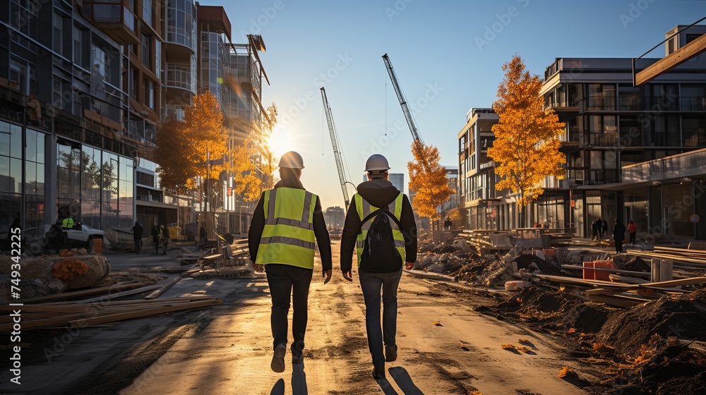 Construction Engineers and Architects Discussing at Building Site Construction Engineers and Architects Discussing at Building Site