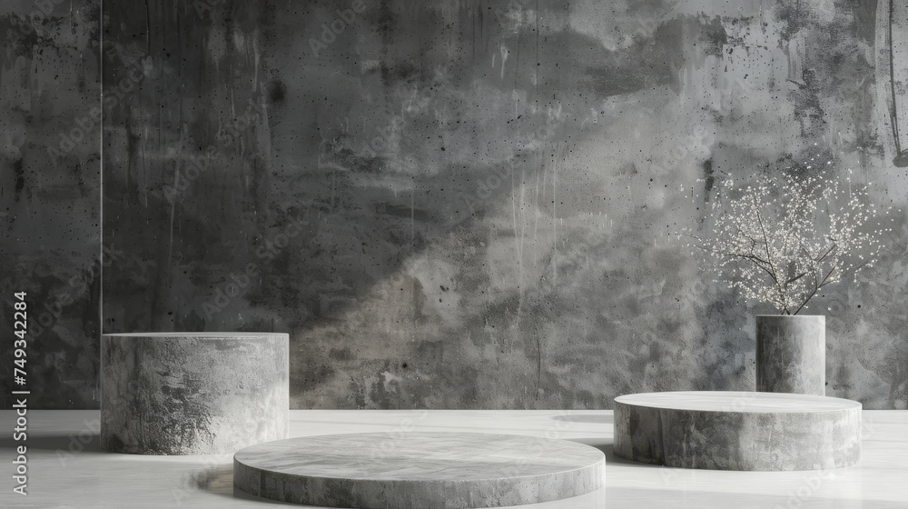 concrete podium for display product. Background for cosmetic product branding, identity and packagin concrete podium for display product. Background for cosmetic product branding, identity and packagin