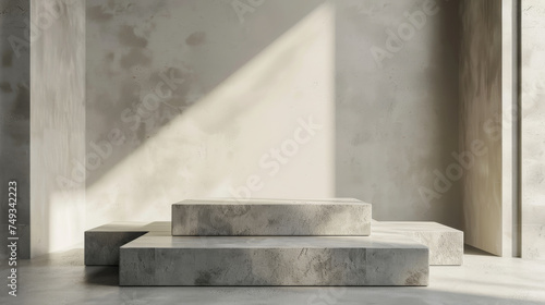 concrete podium for display product. Background for cosmetic product branding, identity and packagin