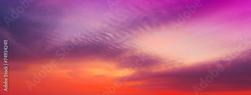 Sunset Sky with Twilight in the Evening as the colors of Sunset Cloud Nature as Sky Backgrounds, Horizon scene © SASITHORN