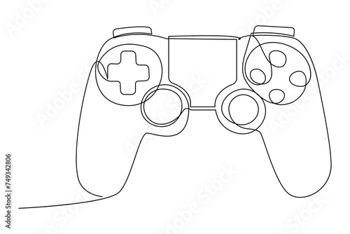 Continuous one line drawing of game stick. Joystick gaming controller. outline vector illustration.