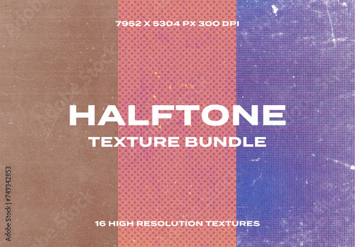 Halftone Photo Illustration Risograph Printer Grain Overlay Texture Pack Bundle Effect Surface
