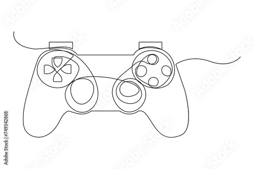 Continuous one line drawing of game stick. Joystick gaming controller. outline vector illustration.