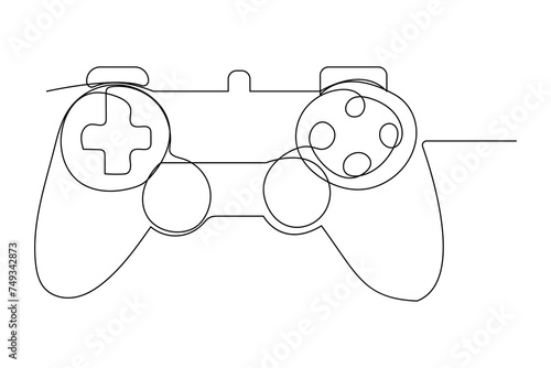 Continuous one line drawing of game stick. Joystick gaming controller. outline vector illustration.