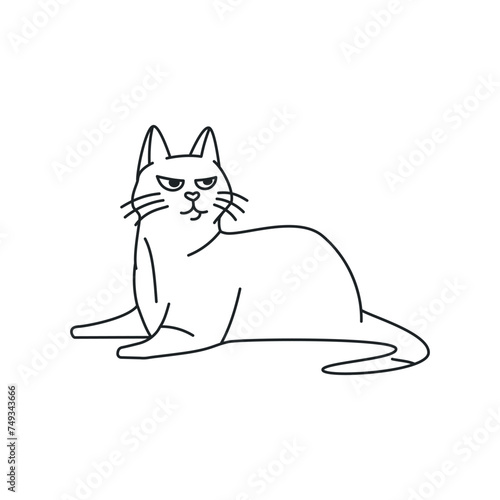 The cat is lying color element. Cartoon cute animal.