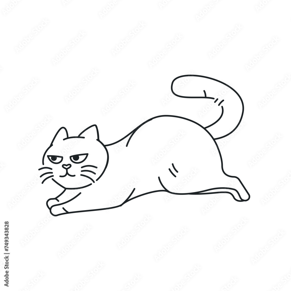 The cat is running color element. Cartoon cute animal. The cat is running color element. Cartoon cute animal.