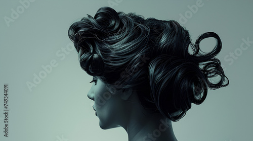 Woman styling her hair in a bun, generative ai