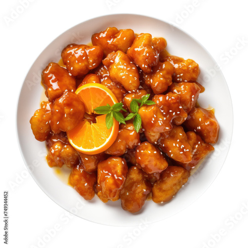 Plate of Orange Chicken Isolated on a Transparent Background