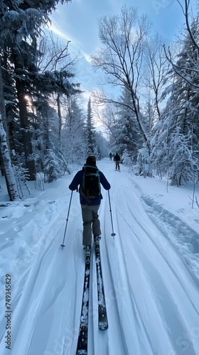 Skiing in the forest 