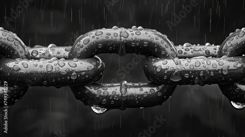chain link on the chain in the rain