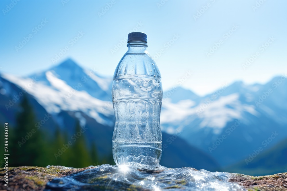 Recycled botltle in green healthy nature, summer hot season,, drink more water concept. Generative Ai. Recycled botltle in green healthy nature, summer hot season,, drink more water concept. Generative Ai.