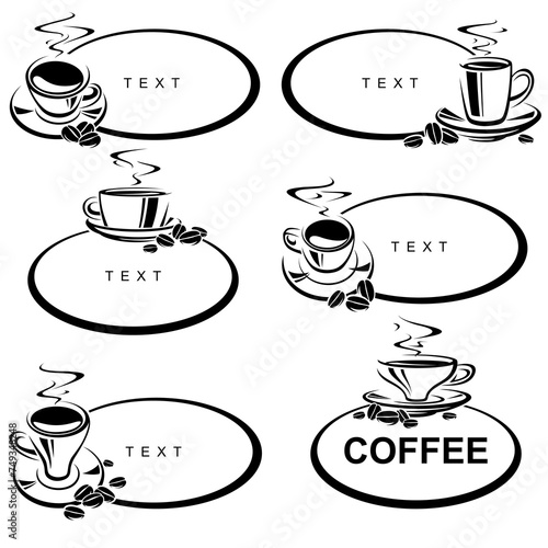 Coffee cup frame set. Collection icon coffee. Vector © VKA