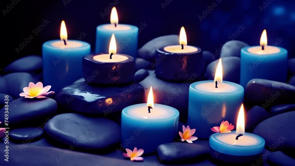 Relaxing background with blue candles Relaxing background with blue candles