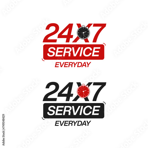 24 hours service everyday clock with arrow icon vector photo