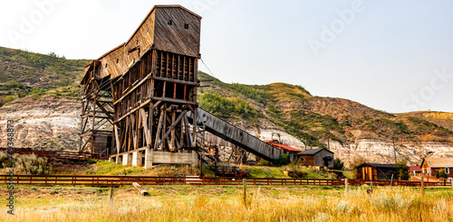 Bridge, buildings and area of the National Historic Site Atlas Coal Mine, Alberta, Canada