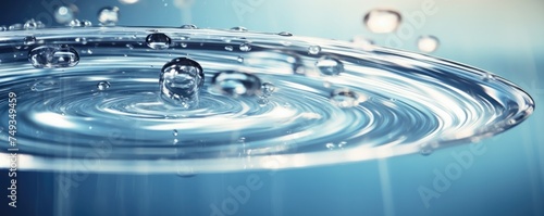 Close up view of splash in clear healthy water from mountains  banner. Generative Ai.