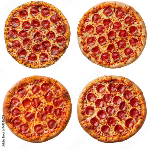 Set of Pepperoni pizza Isolated on transparent background