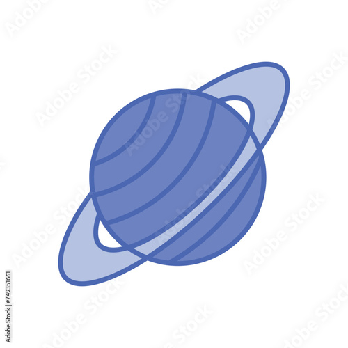  Blue duo tone Saturn vector icon
