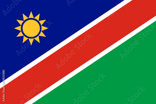 Free Download Close-up of blue, red and green national flag of African country of Namibia with yellow sun. Illustration made February 11th, 2024, Zurich, Switzerland. - GFXLoad