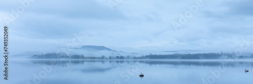 Foggy and Misty Lake  still reflection