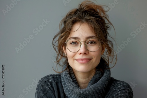 emotional portrait of happy italian woman in glasses. ai generated