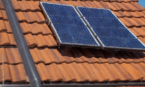 Solar panels on the roof of a house. Alternative energy source