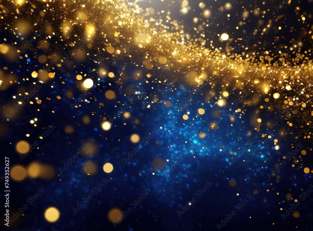 Blue and gold glitter design background