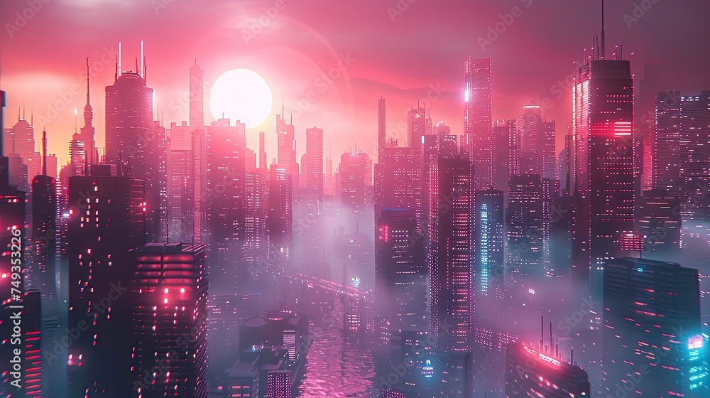 Cyberpunk streets illustration, futuristic city, dystoptic artwork at night