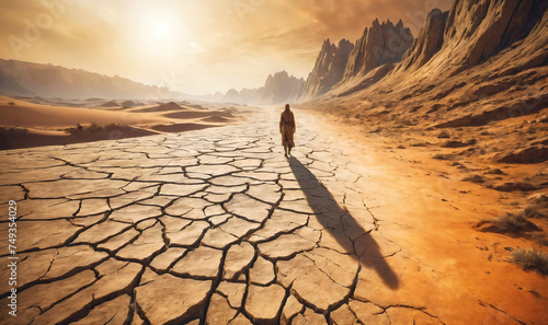 dry desert walking person fantasy artwork © magann