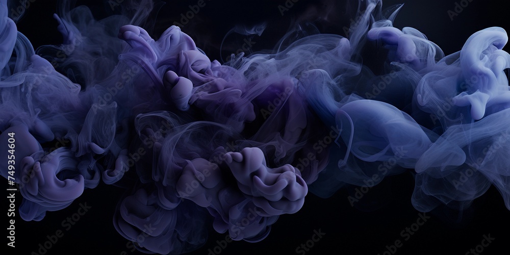 Dark indigo smoke on black background, in creative abstract style Dark indigo smoke on black background, in creative abstract style