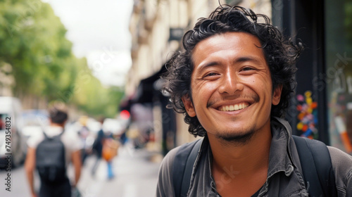 A Portrait of a Hispanic Man Savoring a Parisian Summer