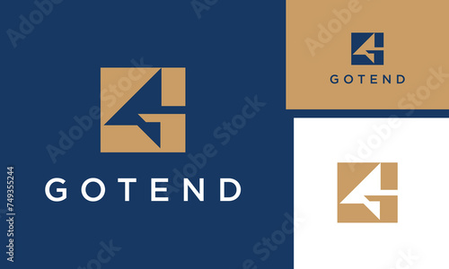 letter g square with arrow direction logo