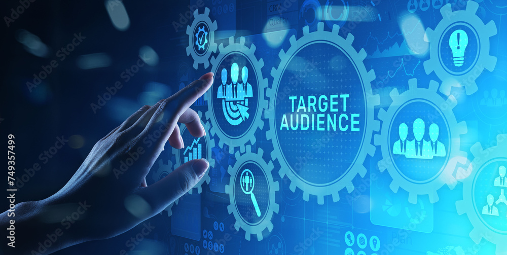 Obraz premium Target audience customer segmentation marketing strategy concept on virtual screen.