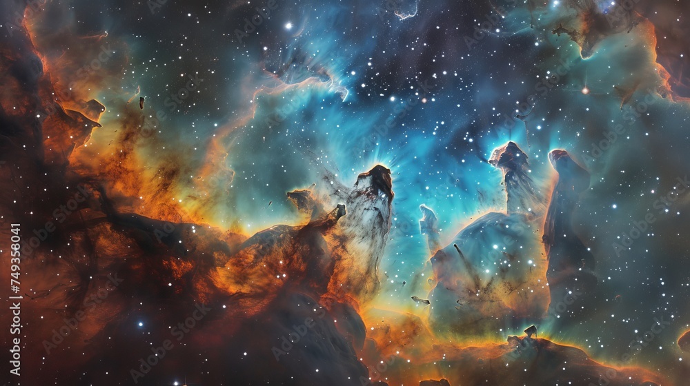 Colorful space galaxy cloud, Nebula