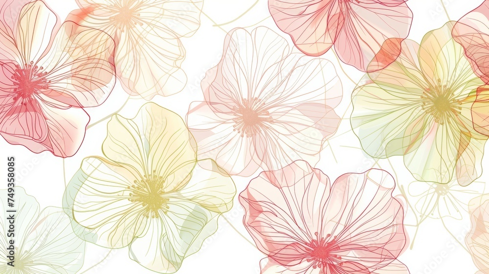 Spring flowers in an artistic design with delicate lines. Spring flowers in an artistic design with delicate lines.