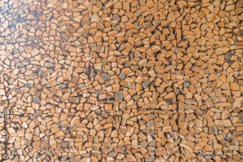 Pattern of stacked logs as background