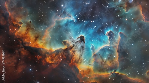 Colorful space galaxy cloud, Nebula © AIExplosion
