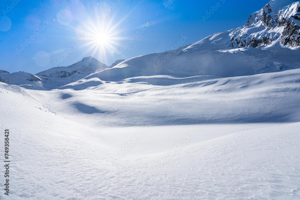Winter snow covered mountain, Saas-Fee, Switzerland