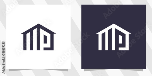 letter mp pm with home logo design