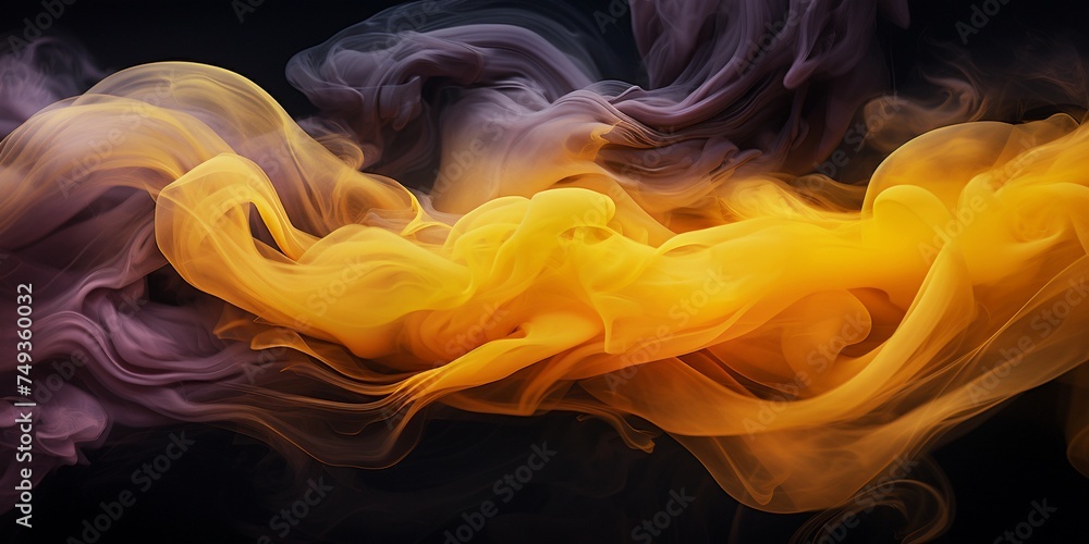 Yellow and brown smoke on a black background, in creative abstract style Yellow and brown smoke on a black background, in creative abstract style