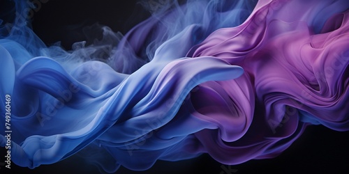 Blue navy and purple smoke on a black background, in creative abstract style