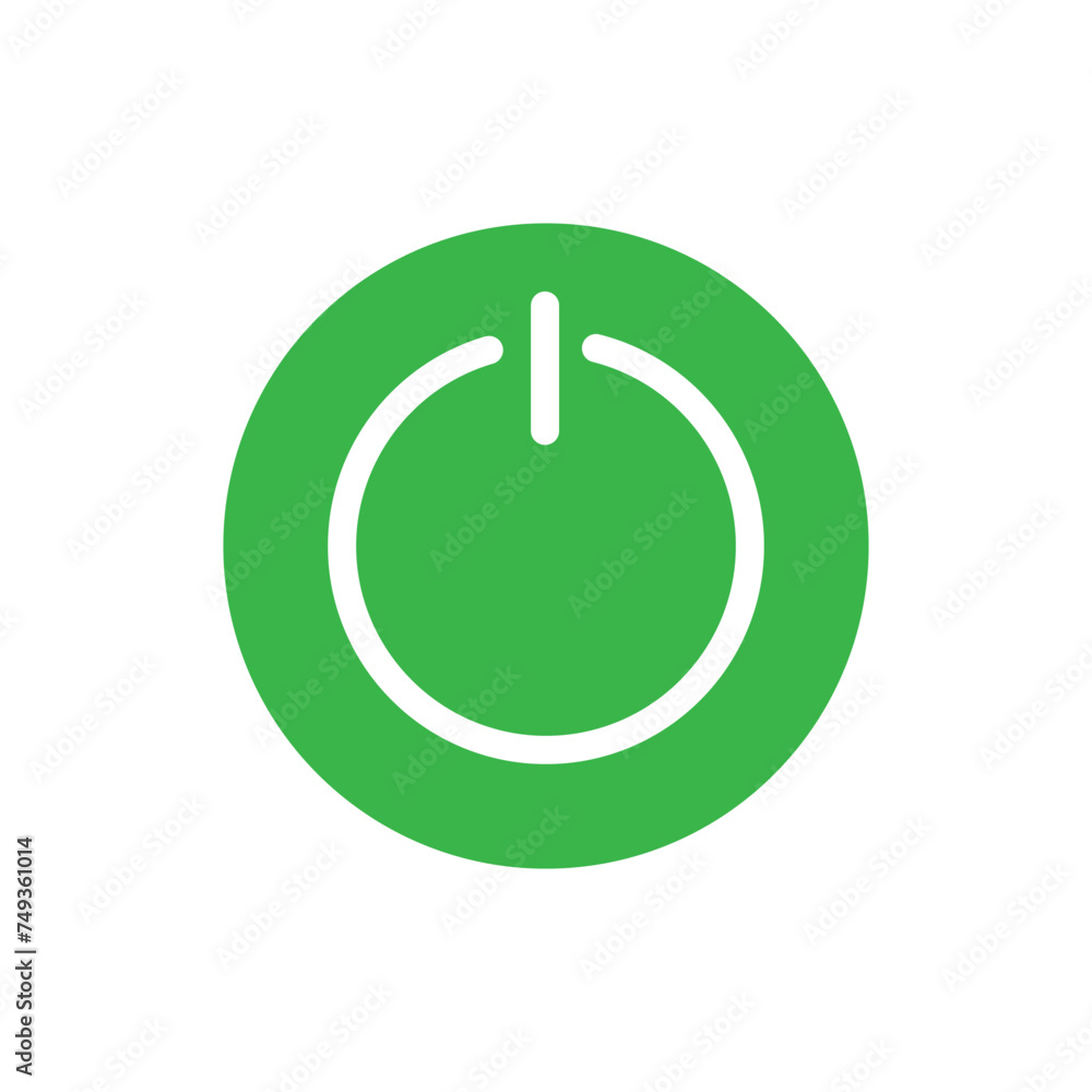 Power button icon. Simple round shape. Flat red on off switch symbol. Start sign silhouette. Vector illustration image. Isolated on grey background. Vector illustration. Eps file 29. Power button icon. Simple round shape. Flat red on off switch symbol. Start sign silhouette. Vector illustration image. Isolated on grey background. Vector illustration. Eps file 29.